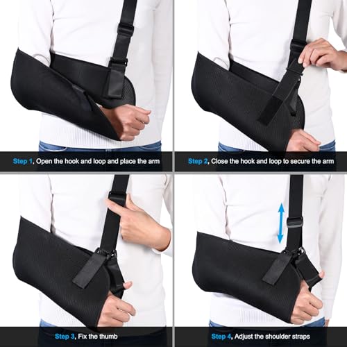 rosenice Arm Sling - Shoulder Immobilizer Medical Support Strap for Broken Fractured Arm Elbow Wrist, Adjustable Shoulder Rotator Cuff Support Brace, Left and Right Arm - Thumbnail 7