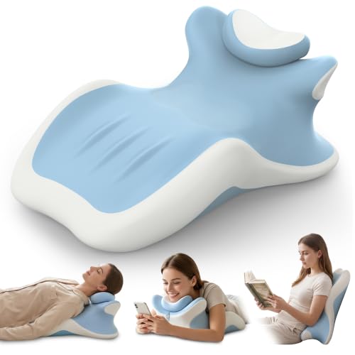 27° Angled Wedge Pillow, Support for Neck Back Waist(Sky Blue & White) - image 1
