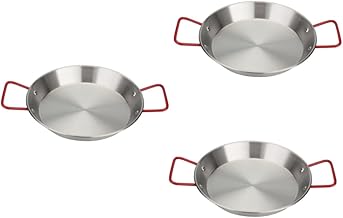 ABOOFAN 3 Peças Panela Com Tampa Panela De Paella De Aço Esmaltado Antiaderente Frigideira Japonesa Panela De Paella Tradicional Frigideira Com Tampa Panela De Paella De Ferro Fundido