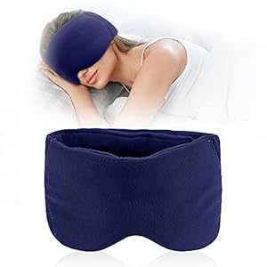 NEWGO Slaapmasker van zijde katoen – super zacht en comfortabel, volledig lichtblokkerend, instelbaar, brede wikkeling nuldruk op het hoofd oogmasker voor heren en vrouwen, met tas (blauw)