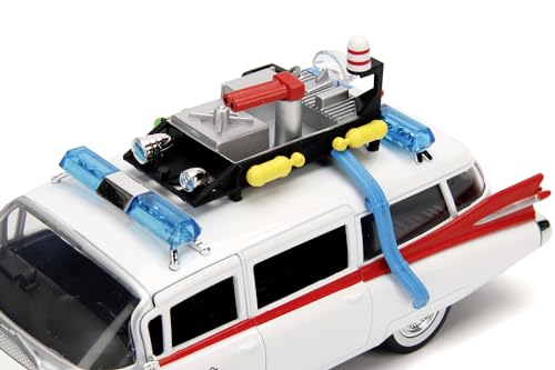 Jada Toys Ghostbuster ECTO-1, Modellauto, Spielzeugauto aus Die-cast, öffnende Türen, Kofferraum & Motorhaube, Maßstab 1:24, weiß