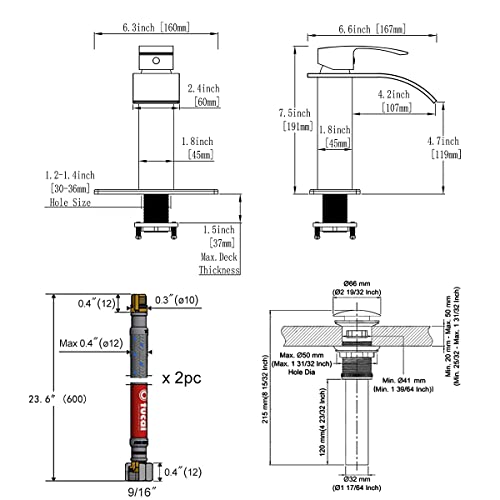 Voton Chrome Bathroom Faucet Waterfall Single Handle Single Hole Bathroom Sink Washbasin Faucet With Pop-Up Drain #TOP6