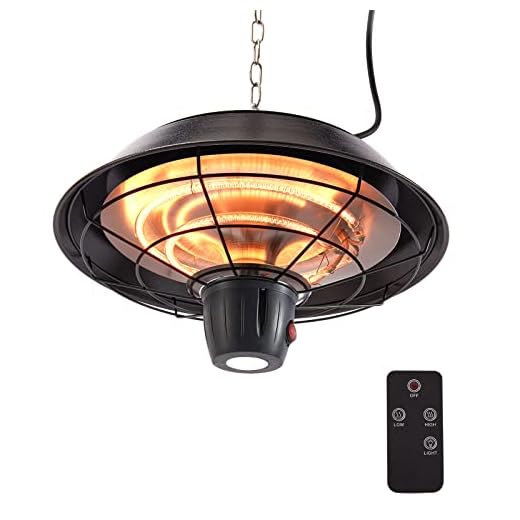 ZQN Hanging Electric Heaters,Patio Heater,Outdoor Ceiling Mounted Overheat Protection Heater Super Quiet Halogen Heater for Courtyard Garage Balcony/1500W