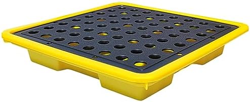 Stackable Spill-Proof Oil Tank Tray, Modular Spill Containment Pallet with Flat Top Grating, Heavy-Duty Polyethylene Spill Platform for Industrial Use,33.5x33.5x5.8CM