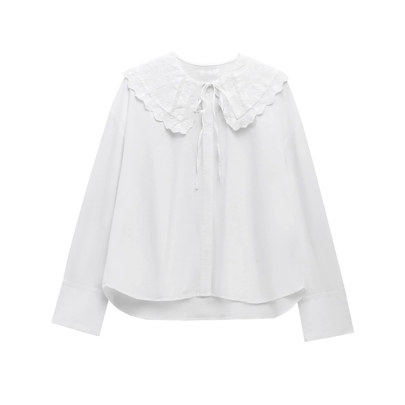 Camicetta casual da donna tinta unita a maniche lunghe con colletto rovesciato fiocco camicetta allentata camicie chic alla moda