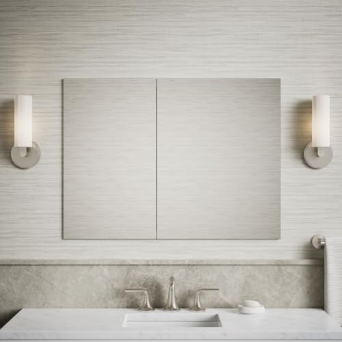Image of Kohler 55065-NA Embark Slim Two-Door Medicine Cabinet Mirror, Adjustable Shelves with Mirrored Doors, 35 in. W x 26 in. H