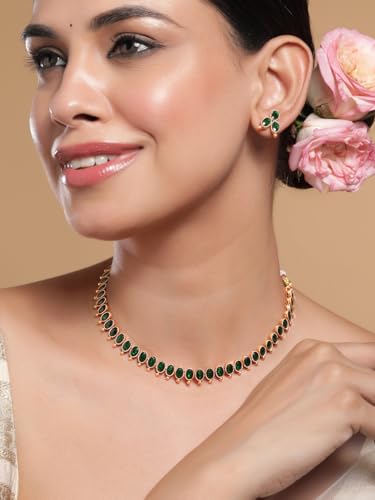 Image of Rubans Necklace Set Gold Plated Traditional Stylish Jewellery Gift for Women & Girls