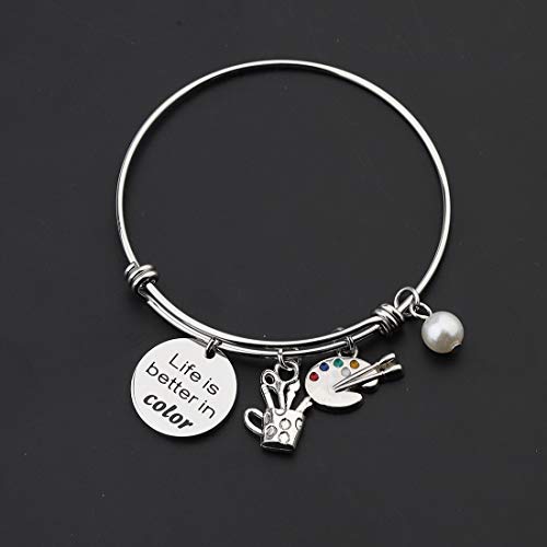 CHOORO Art Lover Gift Paint Palette Bracelet Life is Better in Color Bracelet Teacher Appreciation Gift Art Student Gift (Life is Better in Color br)3