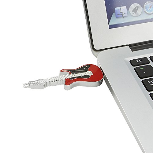 Chuyi Metal Guitar Shape 32Gb Usb 2.0 Flash Drive Waterproof Pen Drive Memory Stick Thumb Drive Gift (Black And Red) #TOP6