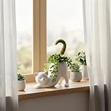 Rivonthex Cat Planter Pot, Cute Ceramic Succulent Pot with Drainage Hole