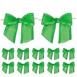 AIMUDI Lazos verdes para el día de San Patricio, lazos verdes prefabricados de 4 pulgadas para manualidades, lazos verdes esmeralda, lazos de organza verde, lazos pequeños para envolver regalos,