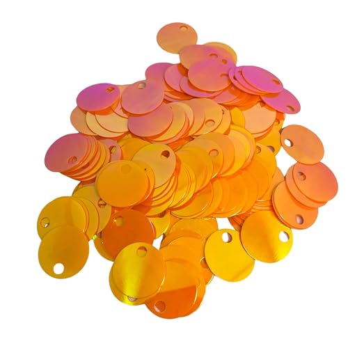 20 mm Flat Round Sequin Paillettes, 285 Pcs 20 mm, Hole 4 mm Mix Color Assortment Acrylic Sequin - 1,76 Ounce (50 Grams) (Orange)