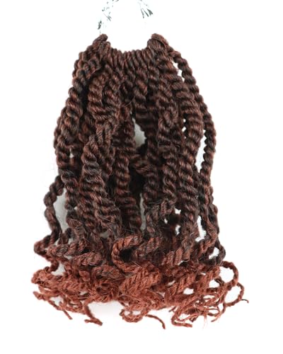Wavy Senegalese Twist Crochet Hair 6 Inch T350 Pre Looped Crochet Braids with Curly Ends Rope Twist Short Kiny Twists (6 Inch,T350)