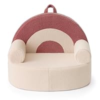 Blissful Diary Toddler Chair Comfy, Foam Kids Chair with Soft Teddy Plush, Toddler Reading Armchair with Cute Arclet Designs- Light Cream