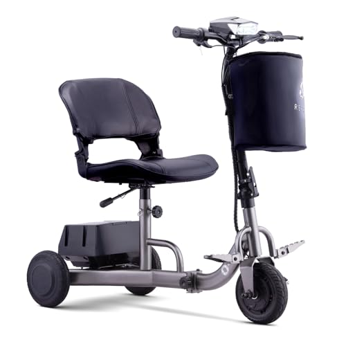 Reyhee Folding Electric Mobility Scooter for Adults Seniors, 50 Lbs Lightweight Portable Electric Scooter with 2 Detachable Batteries, Height-Adjustable Seat and Handlebar, 300lb Weight Capacity