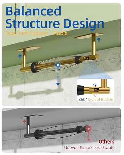 Image of RUACQ Paper Towel Holder Under Cabinet, One Hand Tearing Paper Towel Holder with Damping Effect, Wall Mount & Adhesive Stainless Steel Paper Roll Holder for Kitchen Bathroom (Brushed Gold)
