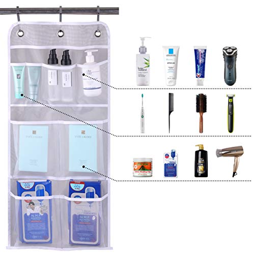 Misslo Hanging Mesh Pockets Hold 340Oz/1000Ml Shampoo Shower Organizer With Over The Door Hooks #TOP3