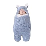 Baby Puckdecke Neugeborene,Baby Swaddle Decke,Plüsch Winter Kuscheldecke Neugeborene,Warme Einschlagdecke Neugeborene mit Lammohren,Geschenk zur Geburt 0–6 Monate