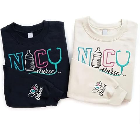 Hieprints Custom NICU Nurse Embroidered Sweatshirt Neonatal Intensive Care RN Gift Custom Nurse Hoodie Registered Nurse Shirt (Cotton, NICU 6) Cover