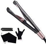 【2 en 1 Plancha y rizador de cabello】 Plancha de pelo plana de hierro multifuncional 2 en 1 que puede alisar y rizar el cabello.Las planchas para el cabello se pueden usar como plancha y rizador, puedes alisar el cabello y rizar el cabello ondulado suelto sin pliegues, pueden satisfacer todas tus necesidades, revestimiento cerámico avanzado, turmalina , antiestático, no daña el cabello