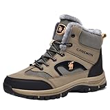 Botas de Hombre Trekking de Nieve Invierno Zapatos de Senderismo con Cordones Impermeables Acolchados Pesados Trekking Zapatos Invierno Forro Piel Sneakers(Brown,43 EU)