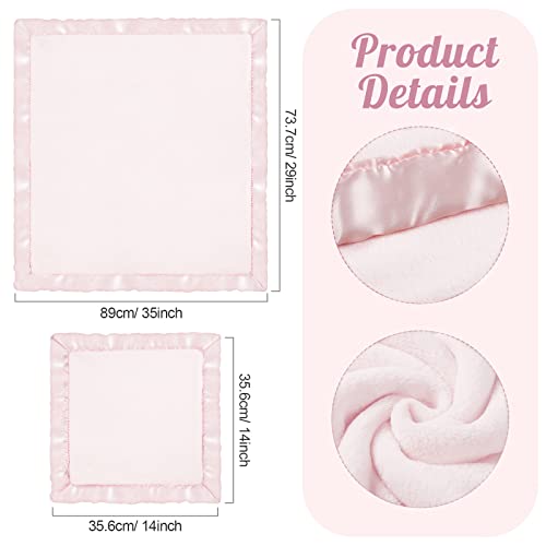 Mixweer 2 Pcs Baby Blanket With Satin Trim Velvet Soft Blanket Newborn Baby Gifts Throw Blanket, 29 X 35 Inch, 14 X 14 Inch (Pink) #TOP4
