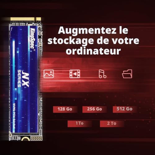 KingSpec 512Go SSD M.2 NVMe 2280, PCIe Gen 3x4 NVMe SSD, Jusqu'à 3500 Mo/s, 3D NAND Flash Disque SSD Interne, pour Ordinateur de Bureau et Ordinateur Portable – vue 5