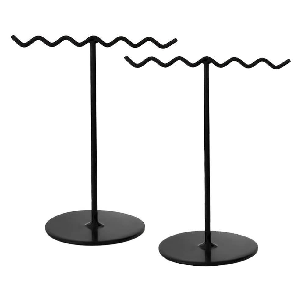 2Pcs Iron Earring Jewelry Display Stand Holder T Shape Earrings Display Storage Rack Hanger Mini Photography Props for Retail Store, Trade Show and Home Use, Black