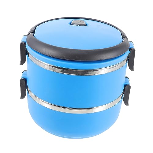 SUPVOX Portable Stainless Steel Pet Travel Bowl with Leak Design Double Layers for Water Food Storage Handle for Outdoor Feeding Dogs and Cats Blue