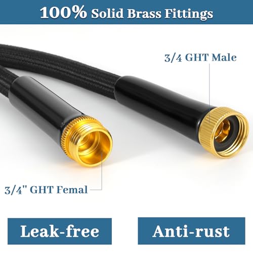 image for HmiL-U Non-Expandable Garden Hose 50 ft Kink Free Flexible Water Hose 