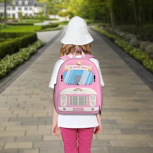 Image of Ice Cream Truck Toddler Backpack for Little Kids Water Resistance Kindergarten Preschool Bags Children Schoolbag Cute 3D Animal Cartoon Backpacks Gifts for Baby Boys Girls