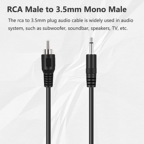 Image of 6ft RCA Male to 3.5mm 1 /8 inch Monaural Mono Male Plug Jack Connector Audio Converter Cable for Pre-Amp Subwoofer Soundbar Speakers