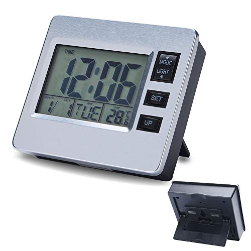 Digital Alarm Clock Magnetic Bedroom Clock For Seniors Classroom Kitchen Table Timer 12 / 24 Hour Date Week Indoor Thermometer Magnet Backlight Battery Operated Suck On Refrigerator Office #TOP8
