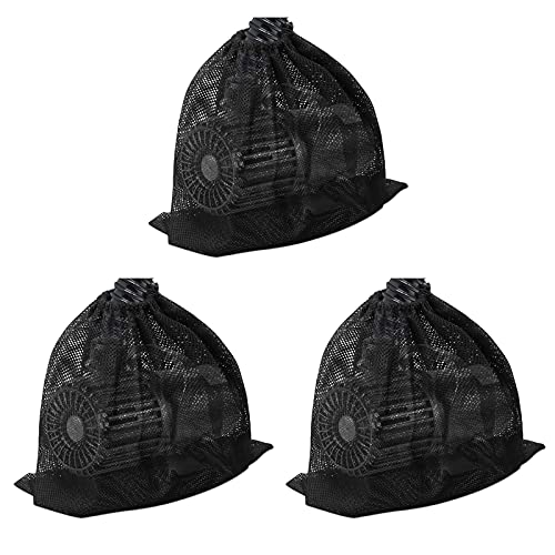 Julyue Lot de 3 sacs en maille pour pompe de bassin - 30,5 x 40,6 cm - Avec cordon de serrage - Noir - Pour les biofiltres de bassin, aquarium, filtration et piscine extérieure Cover