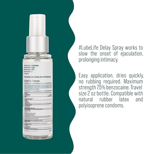 lubelife climax control delay spray male genital desensitizer with active ingredient benzocaine to keep you lasting longer stamina-enhancing for men and couples 2 fl oz