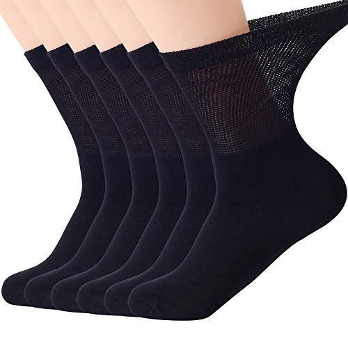 Softfeeling Mens Dress Socks Circulatory Ankle Socks Non-binding Crew Socks Seamless Hiking Socks Soft Feeling Socks Unisex Casual Cycling Athletic Socks Bamboo Crew Socks for Women Black * 6 9-13