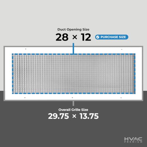 Image of 12 inch x 28 inch or 28 inch x 12 inch Cube Core Eggcrate Return Air Grille - Aluminum Rust Proof - HVAC Vent Duct Cover - White [Outer Dimensions: 14.75]