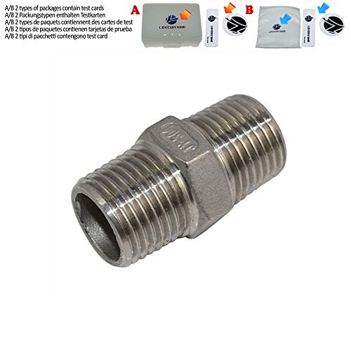 1 PC 1/2 Male x 1/2 Male Hex Nipple Stainless Steel 304 Threaded Pipe Fitting NPT,Silver