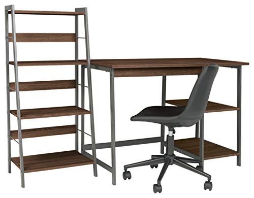 Signature Design By Ashley Soho Urban Industrial 43" Home Office Desk With 4 Shelf Bookcase, Dark Brown #TOP5