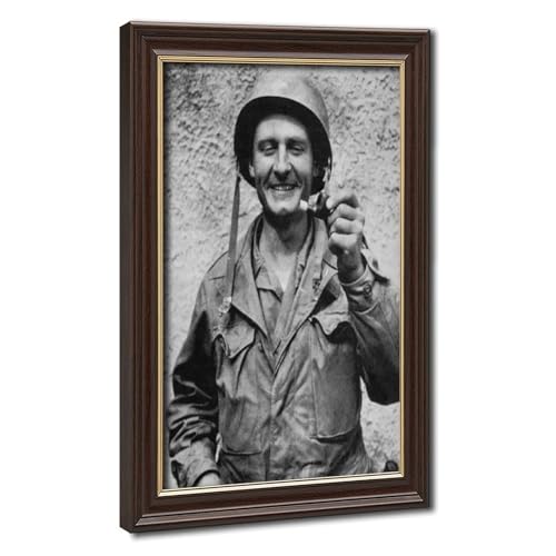 Toile Père Kapaun d'art catholique et cadre en bois
