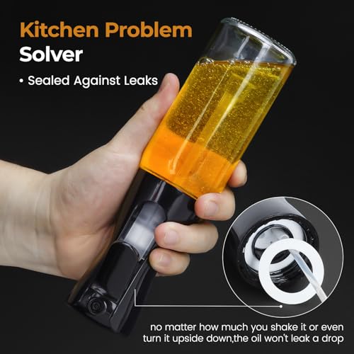 Oil Sprayer For Cooking, 2024 Newest Upgraded Olive Oil Sprayer and Dispenser for Kitchen, Food Grade Oil Spray Bottle for Cooking, Air Fryer, Deep Frying, BBQ (Black, 220ml) - Image 6