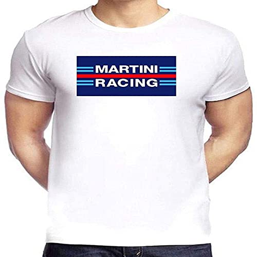 BOYITES Martini Racing Graphic - Camiseta casual de algodón para hombre, manga corta, blanco, XL