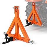 VEVOR Attelage de Remorque 3 Points avec Récepteur 50,8 mm Triangle d'Attelage avec Boule, Adaptateur de Remorquage pour Tracteur Catégorie 1, Compatible avec Kubota, Ford, John Deere, Massey Ferguson