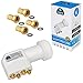 Produktbild Quattro LNB LNC für Multischalter für Multiswitch Sat Anlage FULL HD TV 3D + Kontakte vergoldet + Wetterschutz (ausziehbar) SAT Satellit Kopf Satellitenempfänger in HB DIGITAL SET mit 4 F-Stecker vergoldet GRATIS dazu