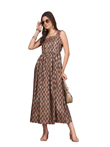 Image of Dress for Women | New Rayon Floral Printed Flared Maxi Dress for Women & Girl's