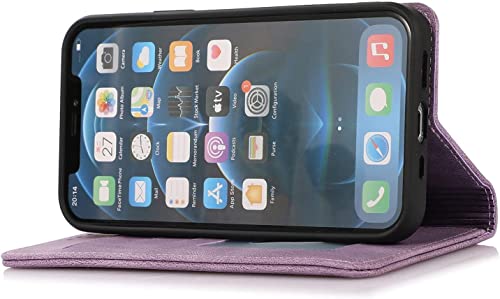 Coque portefeuille iPhone 14 Pro Max violette à rabat magnétique