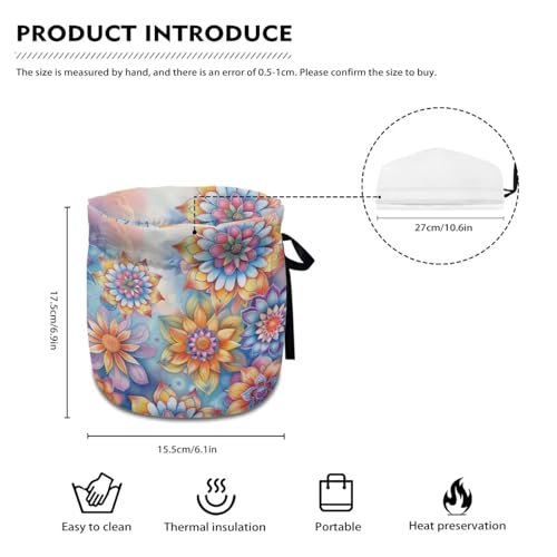 Image of Boho Flowers Dust Cover with Drawstring, Durable Dustproof Teapot Cozy Breakfast Warmer Tea Kettle Quilt for Home Kitchen Table, Red Christmas Decor