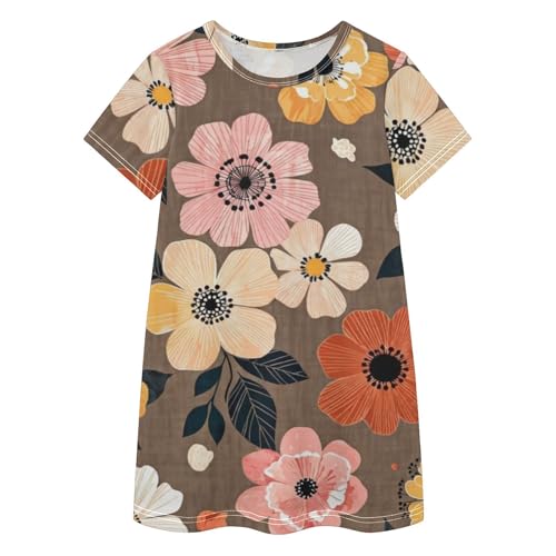 Vestido floral de niña estilo bohemio retro acampanado y suave para verano