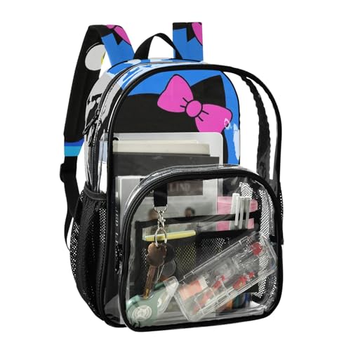 Cartoon Cute Black Cat Kid Clear Backpack Clear Bookbag For Boys Transparent Seethrough Heavy Duty Backpacks2