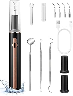 TANAVE Plaque Remover for Teeth, Teeth Cleaning Kit with Ultrasonic Tooth Cleaner and Dental Tools, Rechargeable Portable Dental Tartar Remover and Plaque Blaster for Human Teeth with LED, 4 Heads
